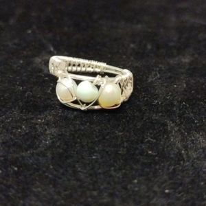 Hand Wrapped Peridot Gemstone & Freshwater Pearl Silver Ring